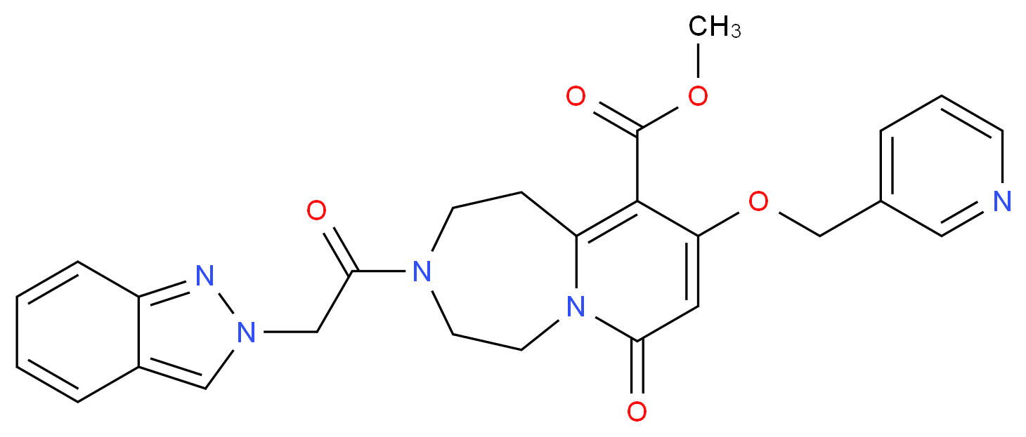 methyl 3-(2H-indazol-2-ylacetyl)-7-oxo-9-(3-pyridinylmethoxy)-1,2,3,4,5,7-hexahydropyrido[1,2-d][1,4]diazepine-10-carboxylate_Molecular_structure_CAS_)