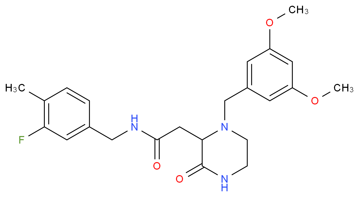 2-[1-(3,5-dimethoxybenzyl)-3-oxo-2-piperazinyl]-N-(3-fluoro-4-methylbenzyl)acetamide_Molecular_structure_CAS_)