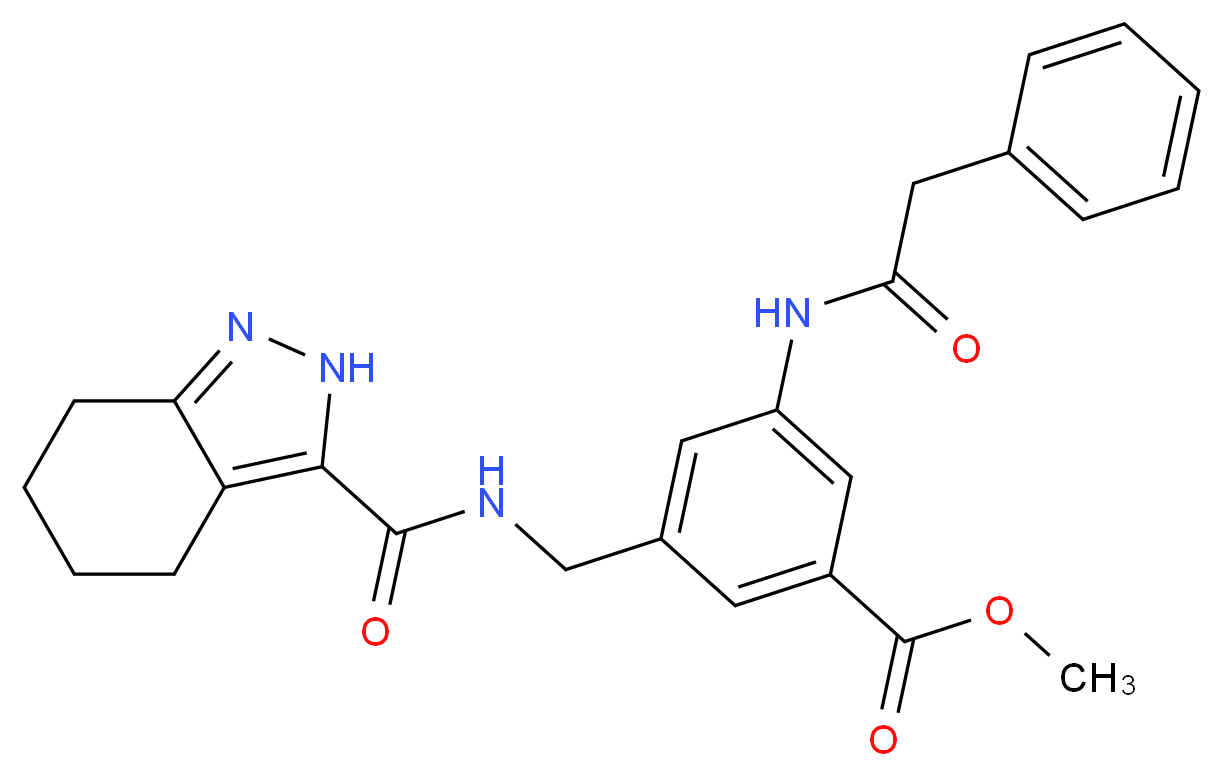 methyl 3-[(phenylacetyl)amino]-5-{[(4,5,6,7-tetrahydro-2H-indazol-3-ylcarbonyl)amino]methyl}benzoate_Molecular_structure_CAS_)