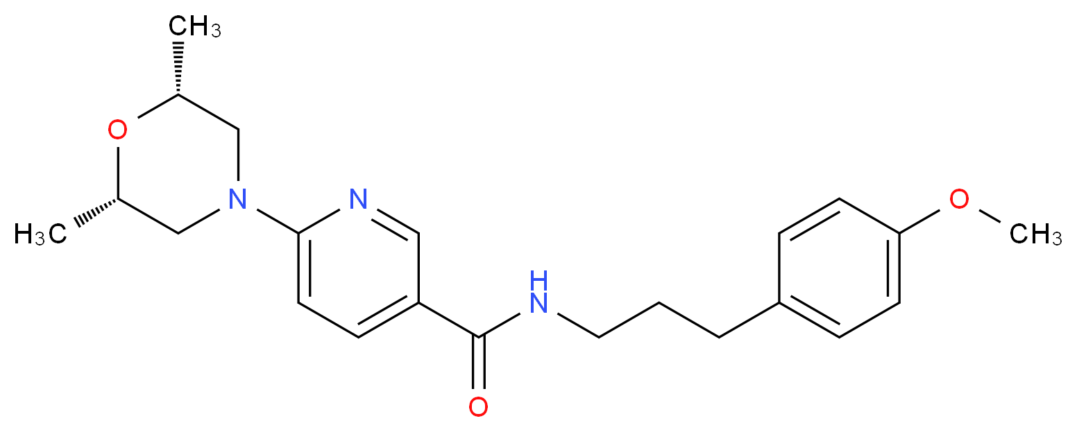 6-[(2R*,6S*)-2,6-dimethylmorpholin-4-yl]-N-[3-(4-methoxyphenyl)propyl]nicotinamide_Molecular_structure_CAS_)