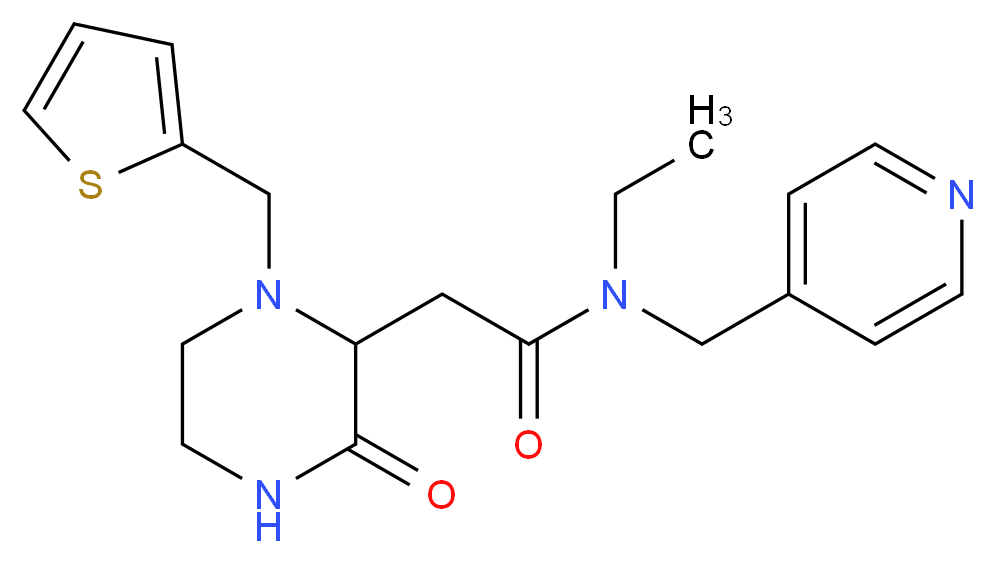N-ethyl-2-[3-oxo-1-(2-thienylmethyl)-2-piperazinyl]-N-(4-pyridinylmethyl)acetamide_Molecular_structure_CAS_)