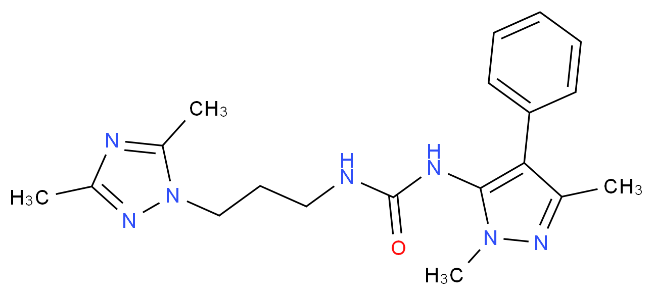 N-(1,3-dimethyl-4-phenyl-1H-pyrazol-5-yl)-N'-[3-(3,5-dimethyl-1H-1,2,4-triazol-1-yl)propyl]urea_Molecular_structure_CAS_)