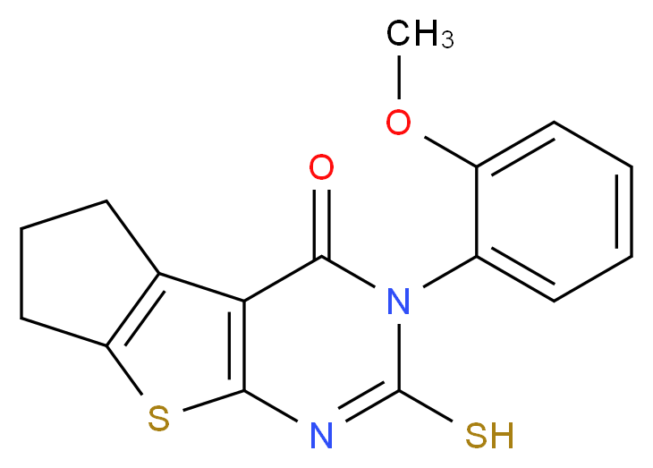 2-mercapto-3-(2-methoxyphenyl)-3,5,6,7-tetrahydro-4H-cyclopenta[4,5]thieno[2,3-d]pyrimidin-4-one_Molecular_structure_CAS_)