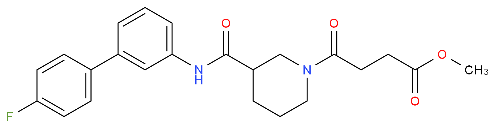 methyl 4-(3-{[(4'-fluoro-3-biphenylyl)amino]carbonyl}-1-piperidinyl)-4-oxobutanoate_Molecular_structure_CAS_)