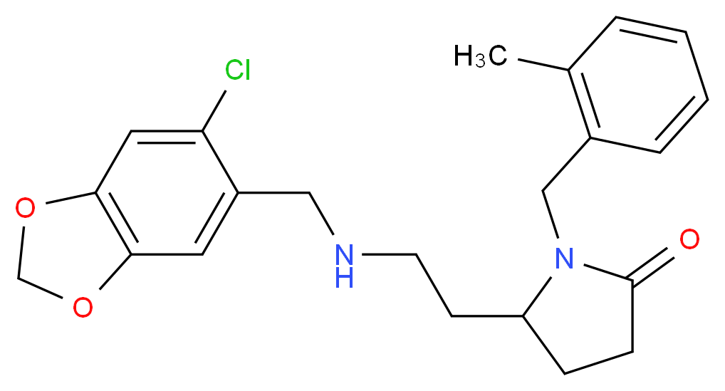 5-(2-{[(6-chloro-1,3-benzodioxol-5-yl)methyl]amino}ethyl)-1-(2-methylbenzyl)-2-pyrrolidinone_Molecular_structure_CAS_)