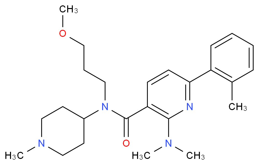 2-(dimethylamino)-N-(3-methoxypropyl)-6-(2-methylphenyl)-N-(1-methyl-4-piperidinyl)nicotinamide_Molecular_structure_CAS_)