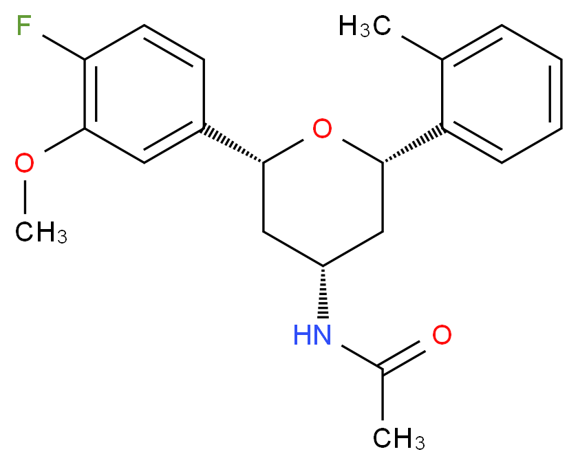N-[(2R*,4R*,6S*)-2-(4-fluoro-3-methoxyphenyl)-6-(2-methylphenyl)tetrahydro-2H-pyran-4-yl]acetamide_Molecular_structure_CAS_)