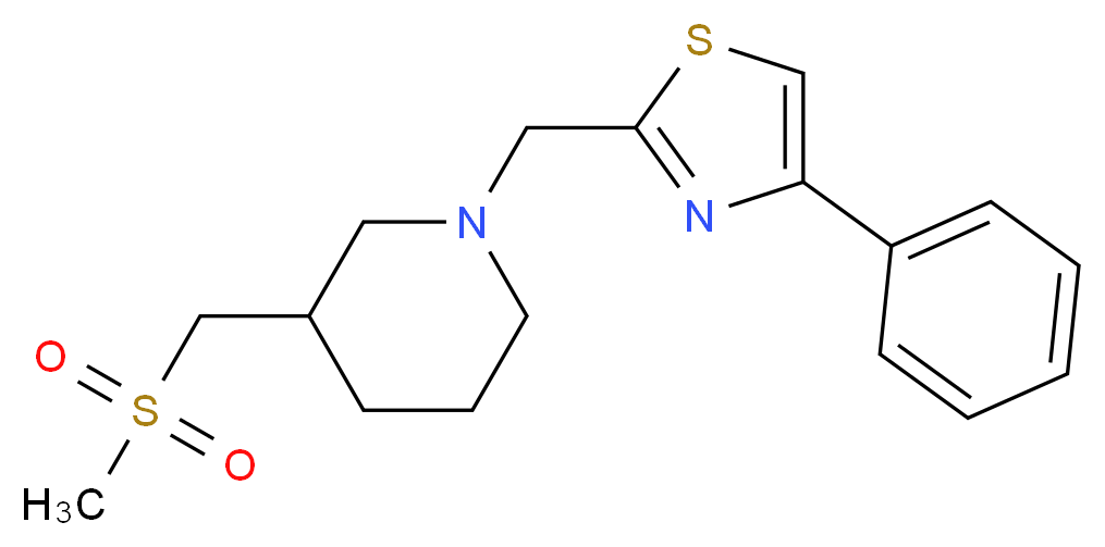 3-[(methylsulfonyl)methyl]-1-[(4-phenyl-1,3-thiazol-2-yl)methyl]piperidine_Molecular_structure_CAS_)