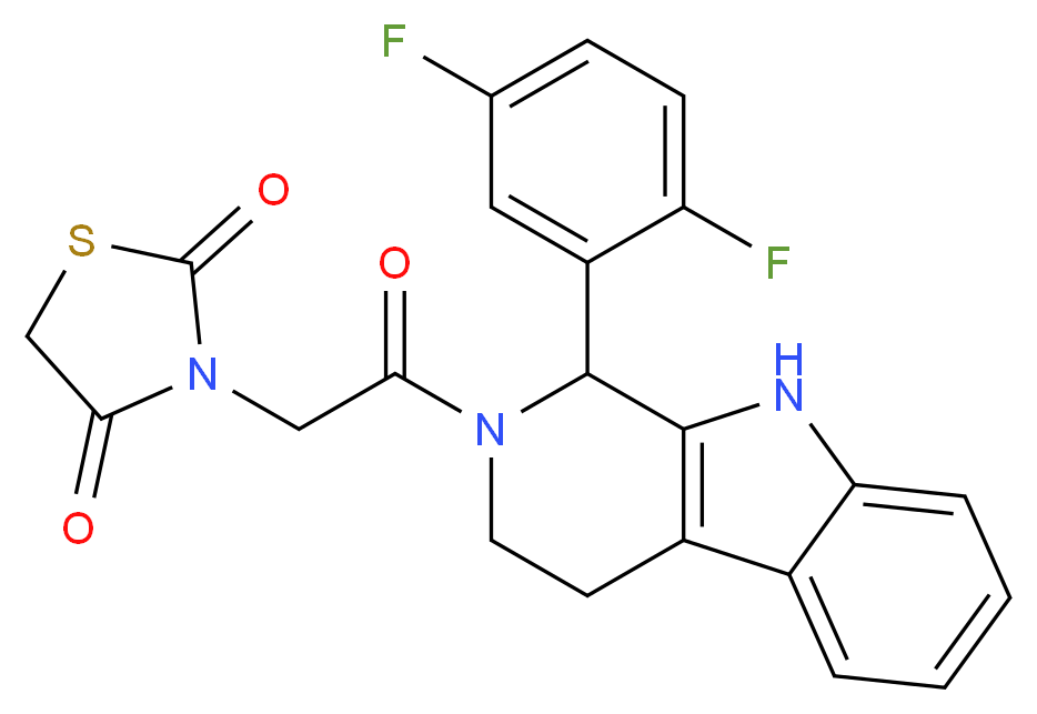 3-{2-[1-(2,5-difluorophenyl)-1,3,4,9-tetrahydro-2H-beta-carbolin-2-yl]-2-oxoethyl}-1,3-thiazolidine-2,4-dione_Molecular_structure_CAS_)