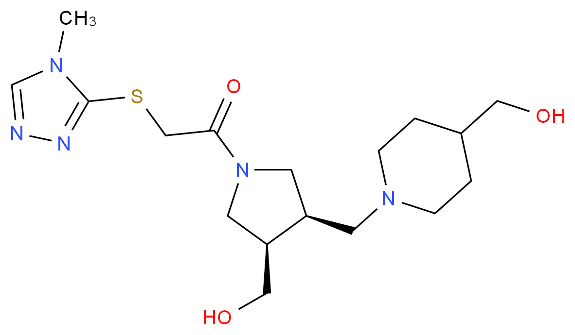 {1-[((3R*,4R*)-4-(hydroxymethyl)-1-{[(4-methyl-4H-1,2,4-triazol-3-yl)thio]acetyl}pyrrolidin-3-yl)methyl]piperidin-4-yl}methanol_Molecular_structure_CAS_)