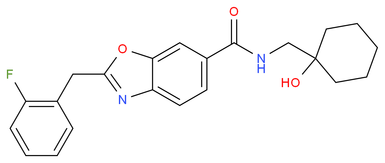 2-(2-fluorobenzyl)-N-[(1-hydroxycyclohexyl)methyl]-1,3-benzoxazole-6-carboxamide_Molecular_structure_CAS_)