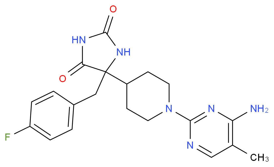 5-[1-(4-amino-5-methylpyrimidin-2-yl)piperidin-4-yl]-5-(4-fluorobenzyl)imidazolidine-2,4-dione_Molecular_structure_CAS_)