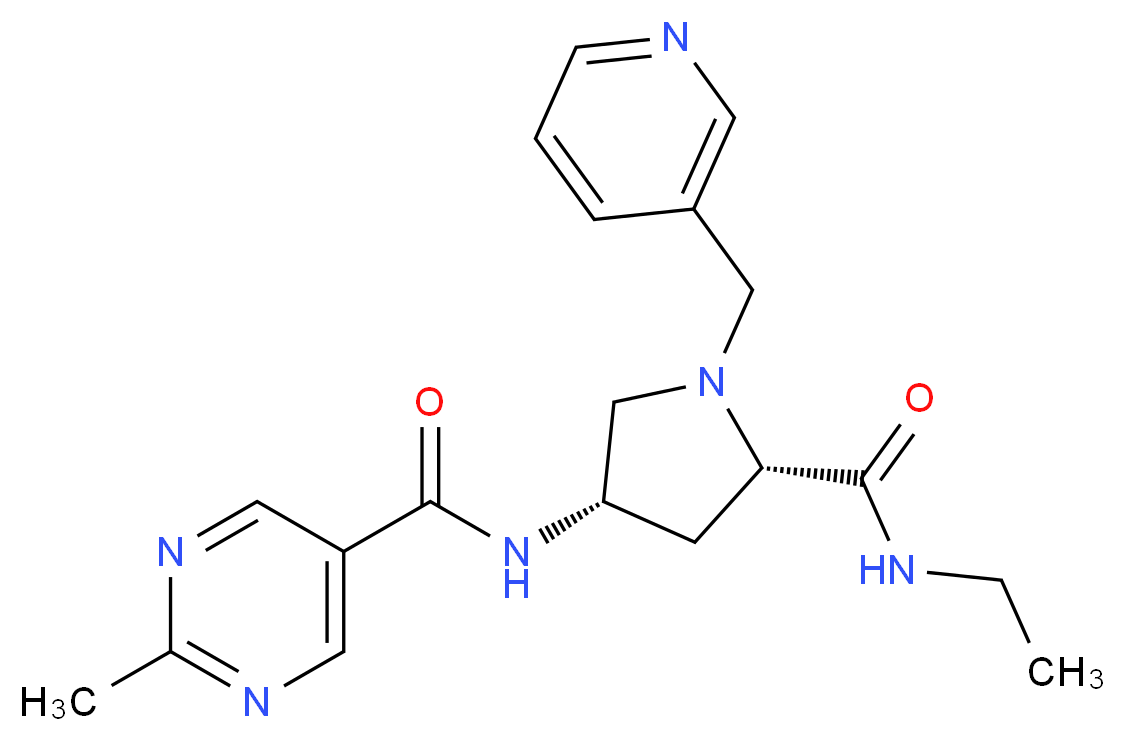 N-[(3S,5S)-5-[(ethylamino)carbonyl]-1-(pyridin-3-ylmethyl)pyrrolidin-3-yl]-2-methylpyrimidine-5-carboxamide (non-preferred name)_Molecular_structure_CAS_)