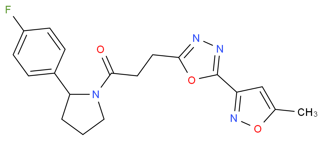 2-{3-[2-(4-fluorophenyl)-1-pyrrolidinyl]-3-oxopropyl}-5-(5-methyl-3-isoxazolyl)-1,3,4-oxadiazole_Molecular_structure_CAS_)