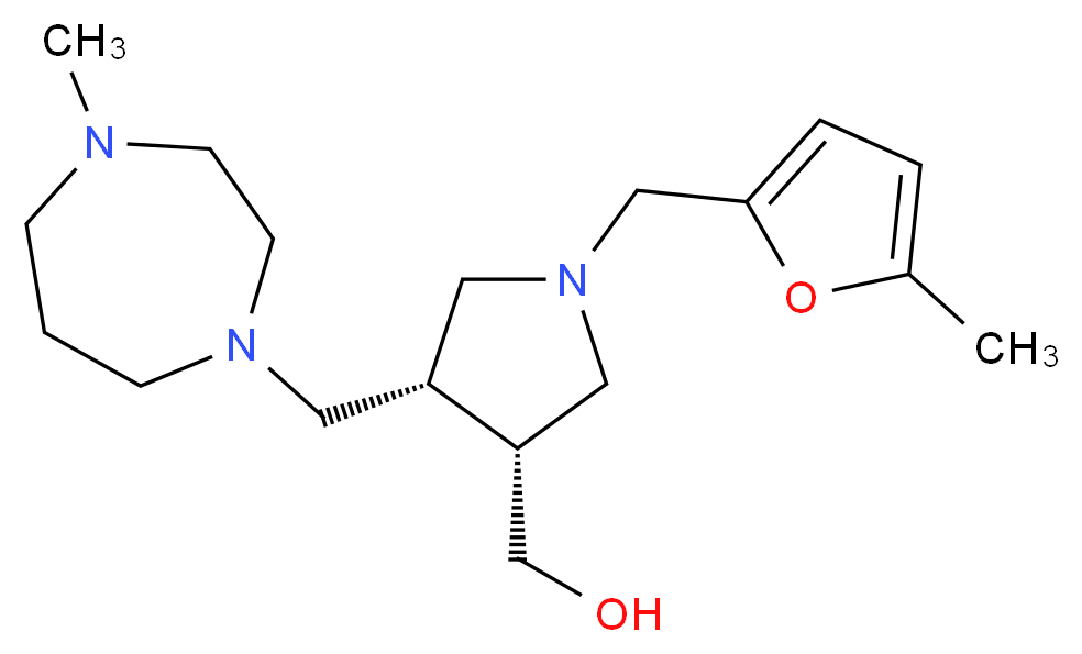 {(3R*,4R*)-4-[(4-methyl-1,4-diazepan-1-yl)methyl]-1-[(5-methyl-2-furyl)methyl]pyrrolidin-3-yl}methanol_Molecular_structure_CAS_)