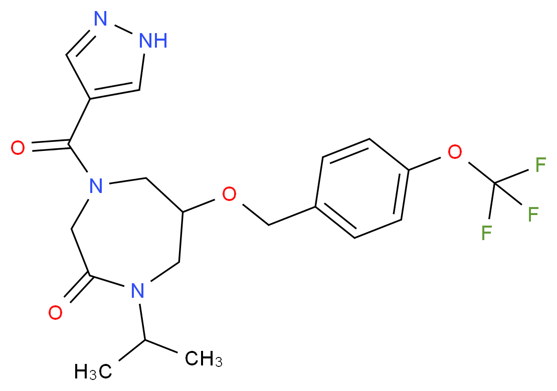 1-isopropyl-4-(1H-pyrazol-4-ylcarbonyl)-6-{[4-(trifluoromethoxy)benzyl]oxy}-1,4-diazepan-2-one_Molecular_structure_CAS_)