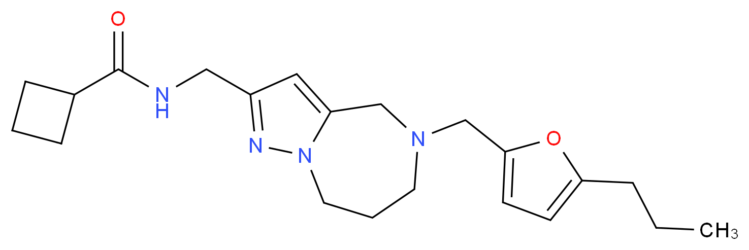 N-({5-[(5-propyl-2-furyl)methyl]-5,6,7,8-tetrahydro-4H-pyrazolo[1,5-a][1,4]diazepin-2-yl}methyl)cyclobutanecarboxamide_Molecular_structure_CAS_)