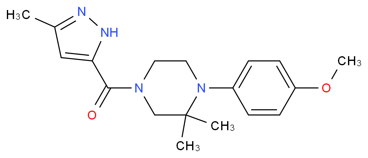 1-(4-methoxyphenyl)-2,2-dimethyl-4-[(3-methyl-1H-pyrazol-5-yl)carbonyl]piperazine_Molecular_structure_CAS_)