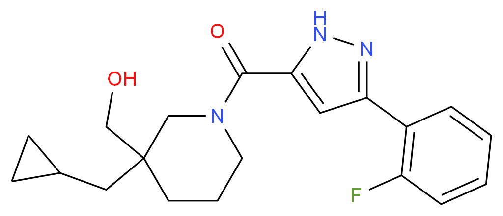 (3-(cyclopropylmethyl)-1-{[3-(2-fluorophenyl)-1H-pyrazol-5-yl]carbonyl}piperidin-3-yl)methanol_Molecular_structure_CAS_)