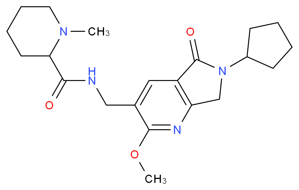 N-[(6-cyclopentyl-2-methoxy-5-oxo-6,7-dihydro-5H-pyrrolo[3,4-b]pyridin-3-yl)methyl]-1-methylpiperidine-2-carboxamide_Molecular_structure_CAS_)