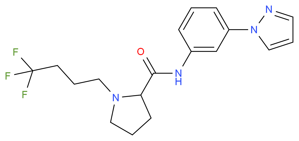 N-[3-(1H-pyrazol-1-yl)phenyl]-1-(4,4,4-trifluorobutyl)prolinamide_Molecular_structure_CAS_)