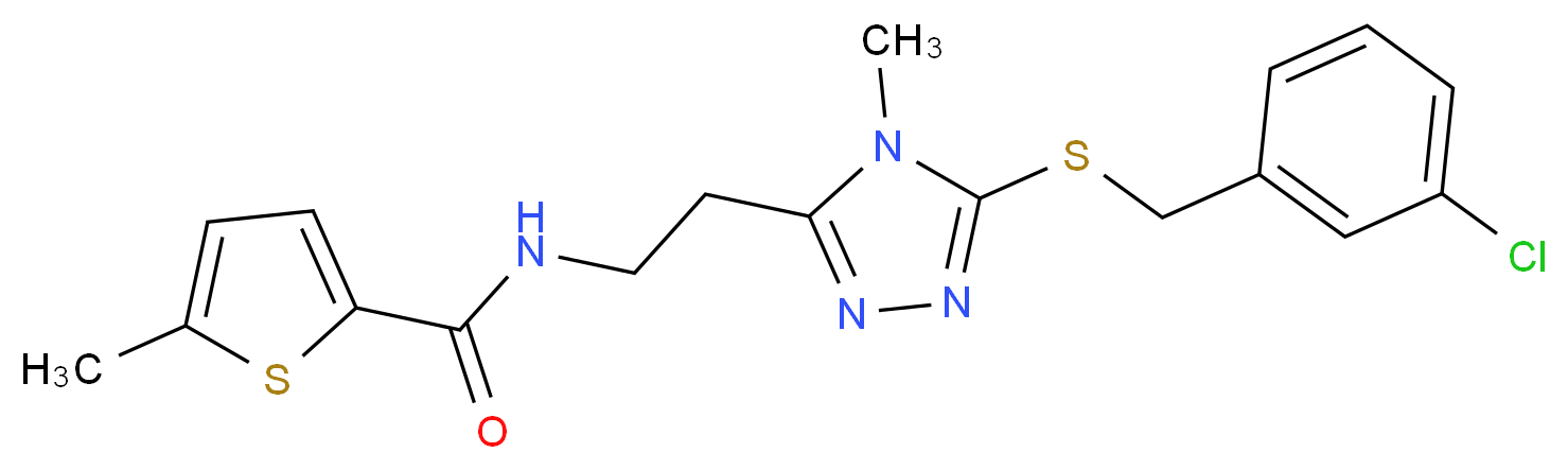 N-(2-{5-[(3-chlorobenzyl)thio]-4-methyl-4H-1,2,4-triazol-3-yl}ethyl)-5-methyl-2-thiophenecarboxamide_Molecular_structure_CAS_)