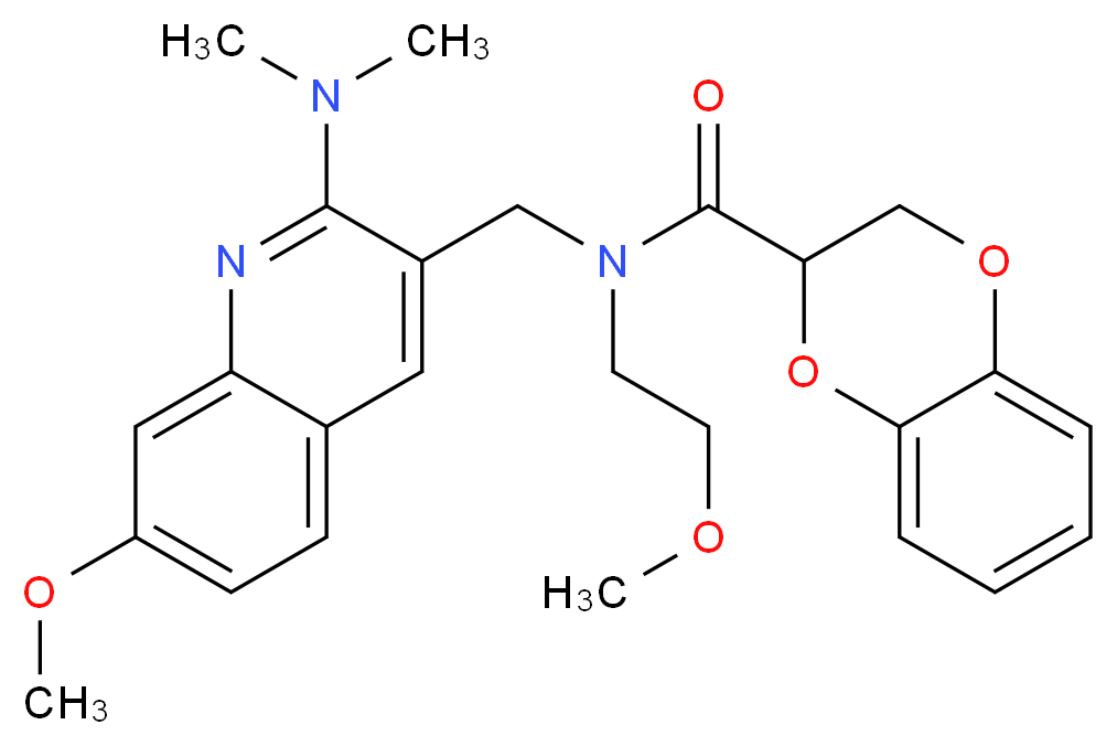 N-{[2-(dimethylamino)-7-methoxy-3-quinolinyl]methyl}-N-(2-methoxyethyl)-2,3-dihydro-1,4-benzodioxine-2-carboxamide_Molecular_structure_CAS_)