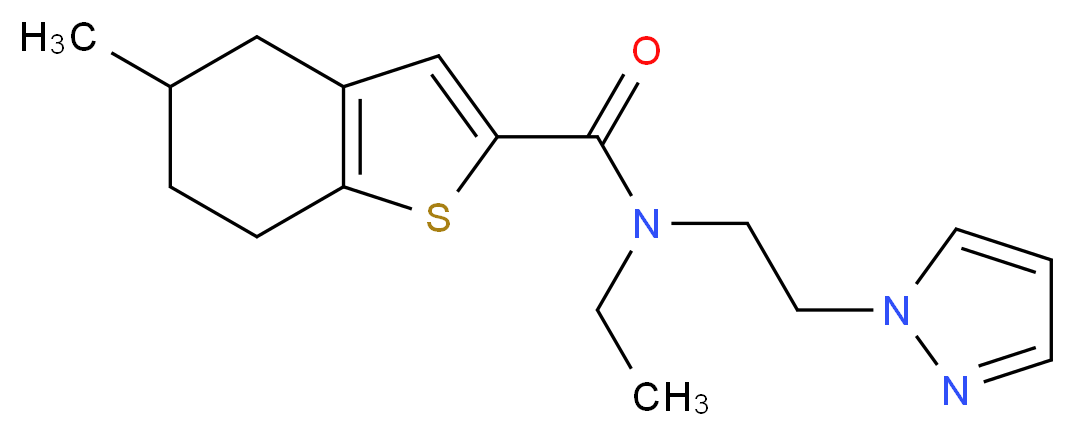 N-ethyl-5-methyl-N-[2-(1H-pyrazol-1-yl)ethyl]-4,5,6,7-tetrahydro-1-benzothiophene-2-carboxamide_Molecular_structure_CAS_)