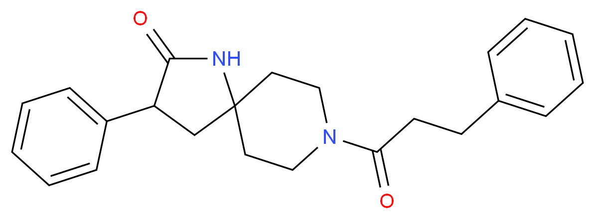 3-phenyl-8-(3-phenylpropanoyl)-1,8-diazaspiro[4.5]decan-2-one_Molecular_structure_CAS_)