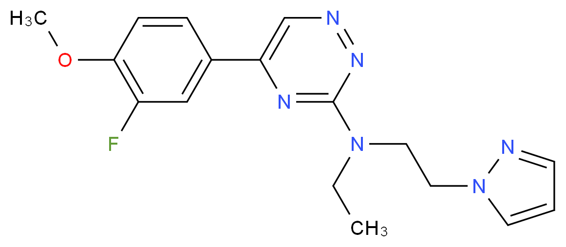 N-ethyl-5-(3-fluoro-4-methoxyphenyl)-N-[2-(1H-pyrazol-1-yl)ethyl]-1,2,4-triazin-3-amine_Molecular_structure_CAS_)