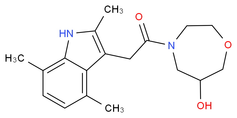 4-[(2,4,7-trimethyl-1H-indol-3-yl)acetyl]-1,4-oxazepan-6-ol_Molecular_structure_CAS_)