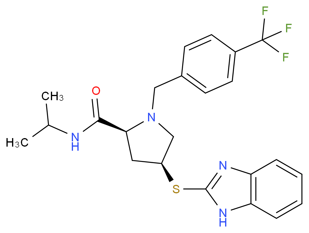 (4S)-4-(1H-benzimidazol-2-ylthio)-N-isopropyl-1-[4-(trifluoromethyl)benzyl]-L-prolinamide_Molecular_structure_CAS_)