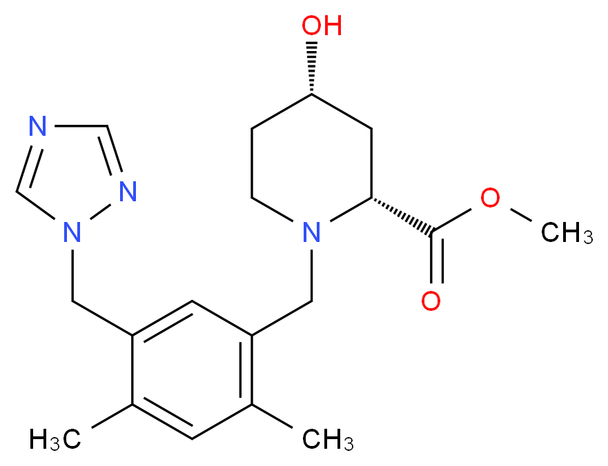methyl (2R*,4S*)-1-[2,4-dimethyl-5-(1H-1,2,4-triazol-1-ylmethyl)benzyl]-4-hydroxypiperidine-2-carboxylate_Molecular_structure_CAS_)