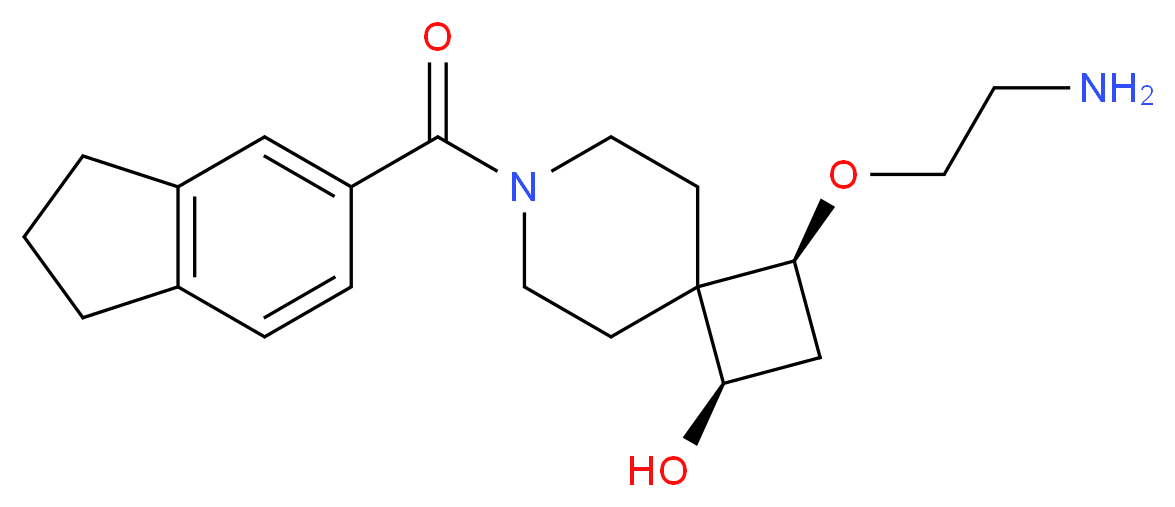 (1R*,3S*)-3-(2-aminoethoxy)-7-(2,3-dihydro-1H-inden-5-ylcarbonyl)-7-azaspiro[3.5]nonan-1-ol_Molecular_structure_CAS_)