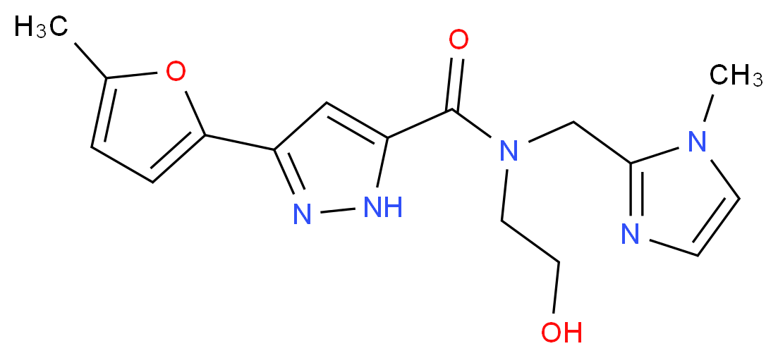 N-(2-hydroxyethyl)-3-(5-methyl-2-furyl)-N-[(1-methyl-1H-imidazol-2-yl)methyl]-1H-pyrazole-5-carboxamide_Molecular_structure_CAS_)
