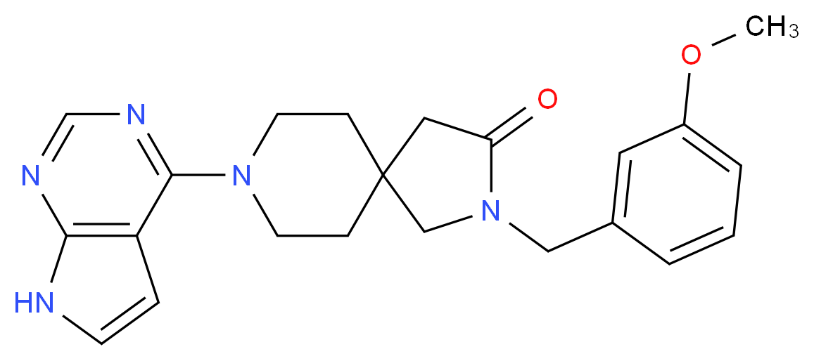 2-(3-methoxybenzyl)-8-(7H-pyrrolo[2,3-d]pyrimidin-4-yl)-2,8-diazaspiro[4.5]decan-3-one_Molecular_structure_CAS_)