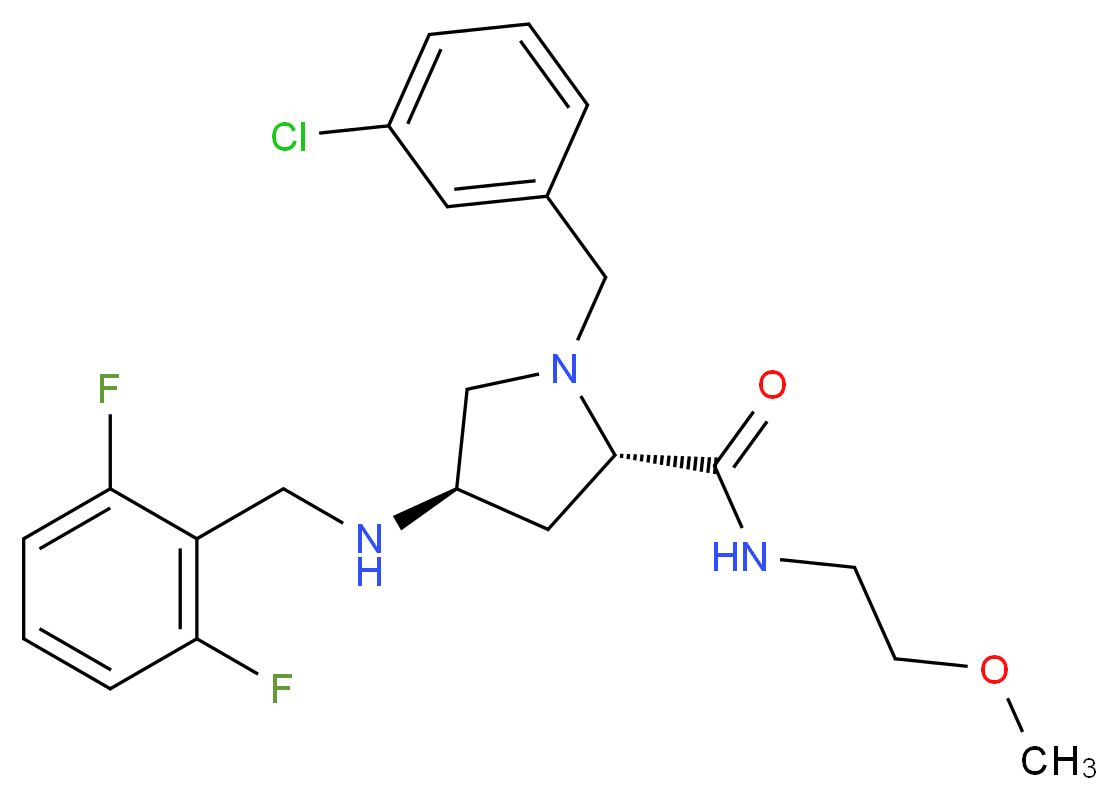 (4R)-1-(3-chlorobenzyl)-4-[(2,6-difluorobenzyl)amino]-N-(2-methoxyethyl)-L-prolinamide_Molecular_structure_CAS_)
