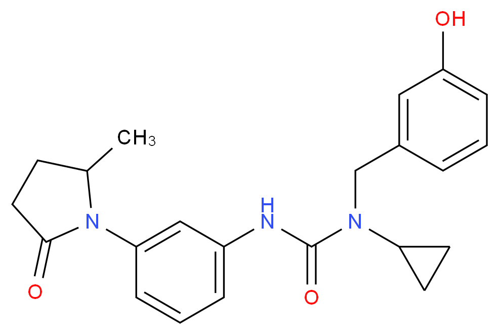 N-cyclopropyl-N-(3-hydroxybenzyl)-N'-[3-(2-methyl-5-oxopyrrolidin-1-yl)phenyl]urea_Molecular_structure_CAS_)