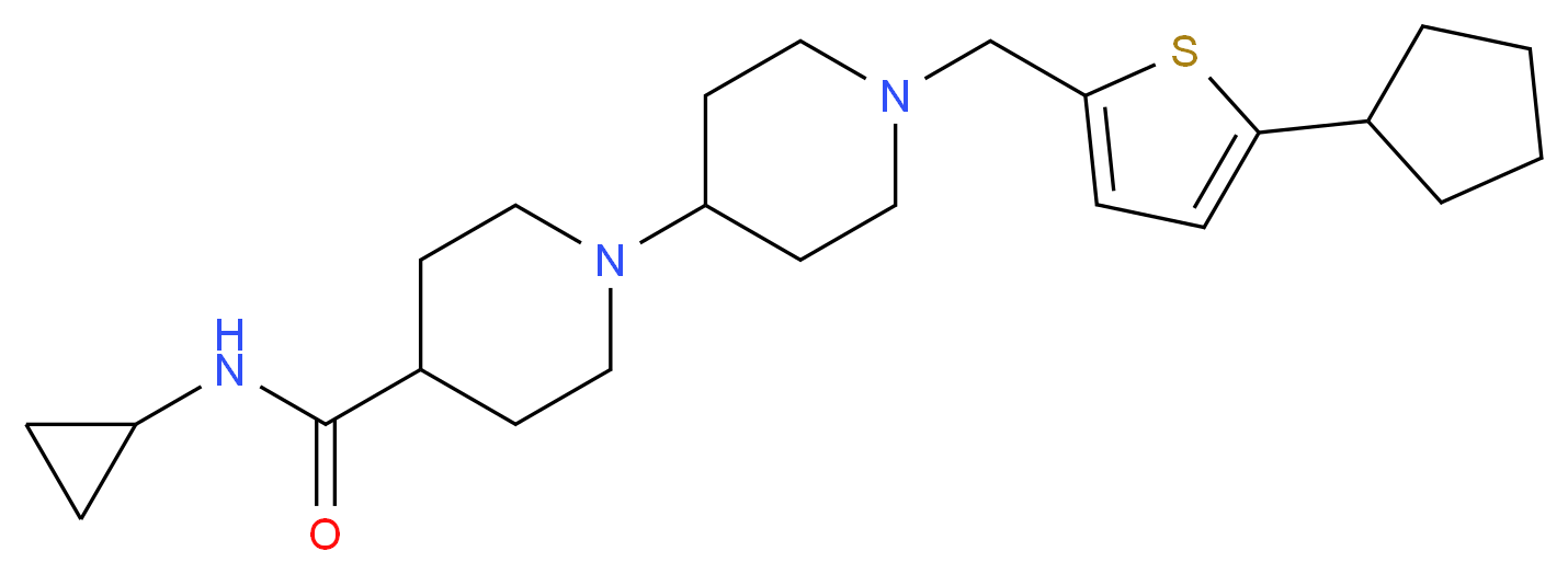 1'-[(5-cyclopentyl-2-thienyl)methyl]-N-cyclopropyl-1,4'-bipiperidine-4-carboxamide_Molecular_structure_CAS_)