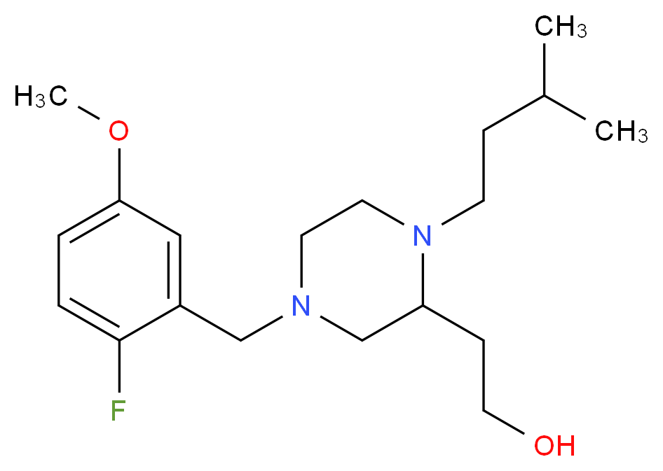 2-[4-(2-fluoro-5-methoxybenzyl)-1-(3-methylbutyl)-2-piperazinyl]ethanol_Molecular_structure_CAS_)