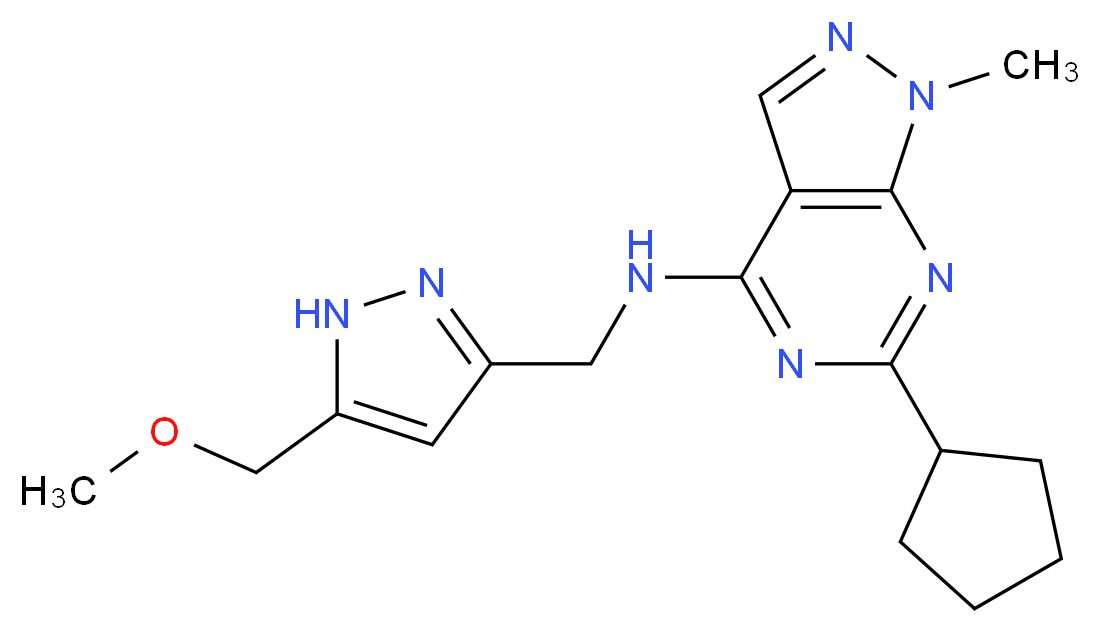6-cyclopentyl-N-{[5-(methoxymethyl)-1H-pyrazol-3-yl]methyl}-1-methyl-1H-pyrazolo[3,4-d]pyrimidin-4-amine_Molecular_structure_CAS_)
