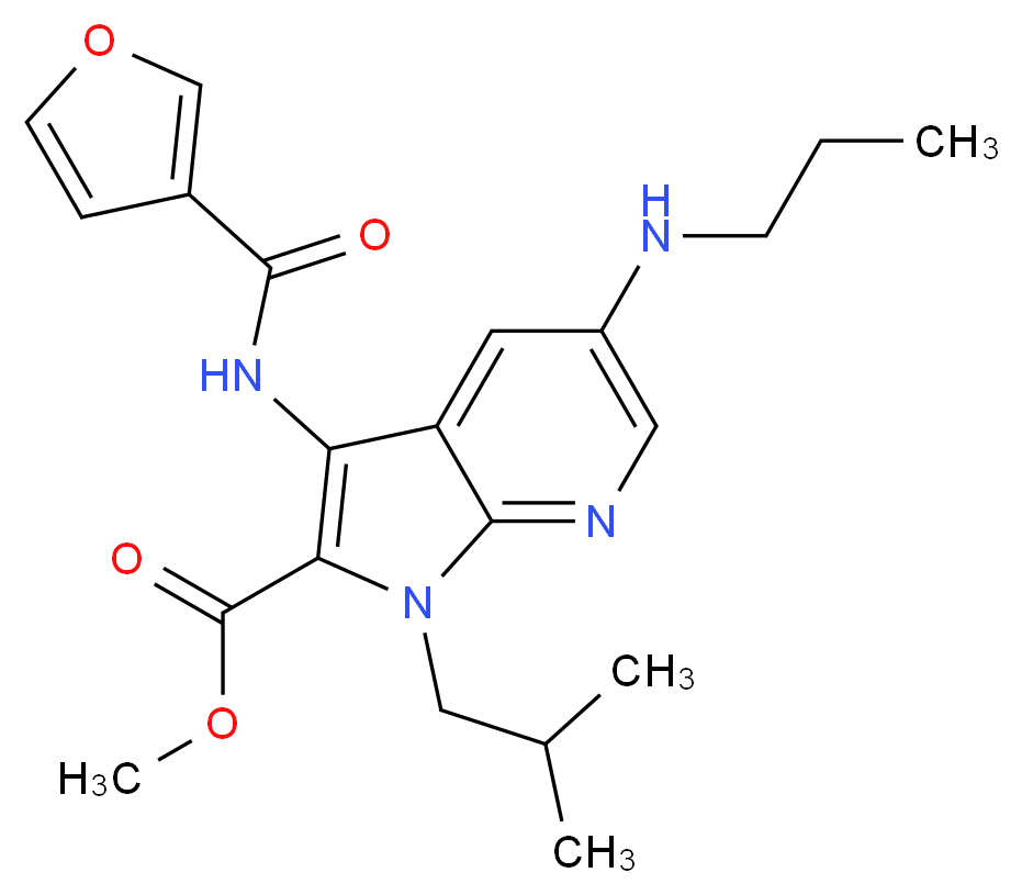 methyl 3-(3-furoylamino)-1-isobutyl-5-(propylamino)-1H-pyrrolo[2,3-b]pyridine-2-carboxylate_Molecular_structure_CAS_)
