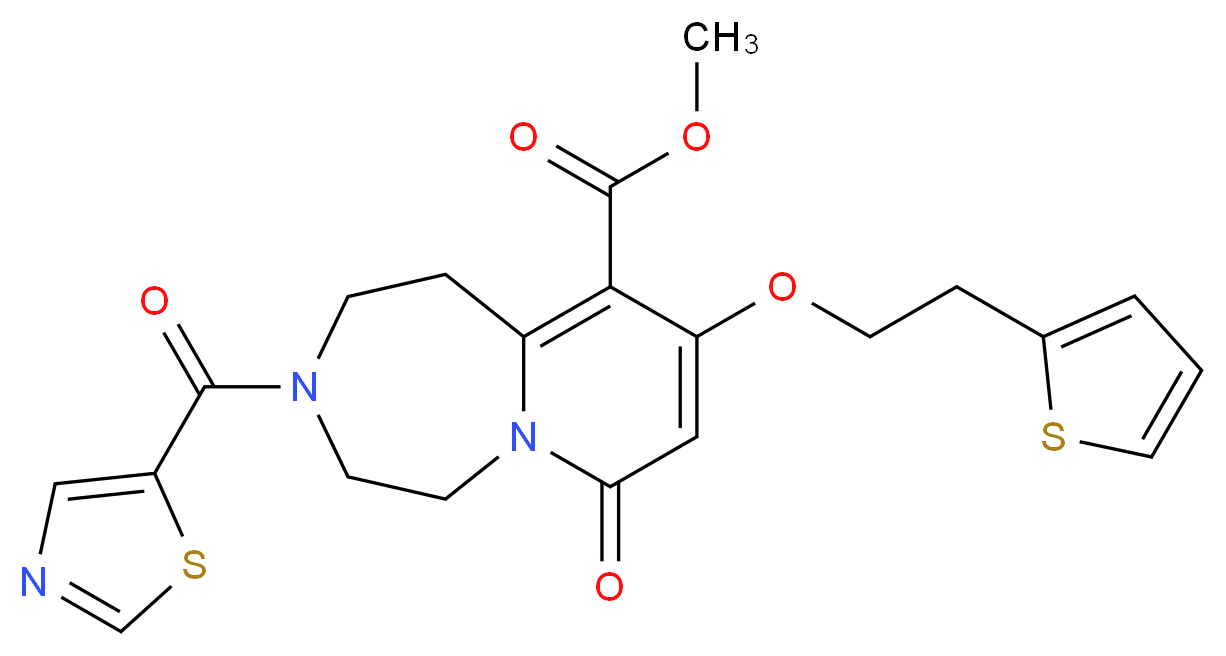 methyl 7-oxo-3-(1,3-thiazol-5-ylcarbonyl)-9-[2-(2-thienyl)ethoxy]-1,2,3,4,5,7-hexahydropyrido[1,2-d][1,4]diazepine-10-carboxylate_Molecular_structure_CAS_)