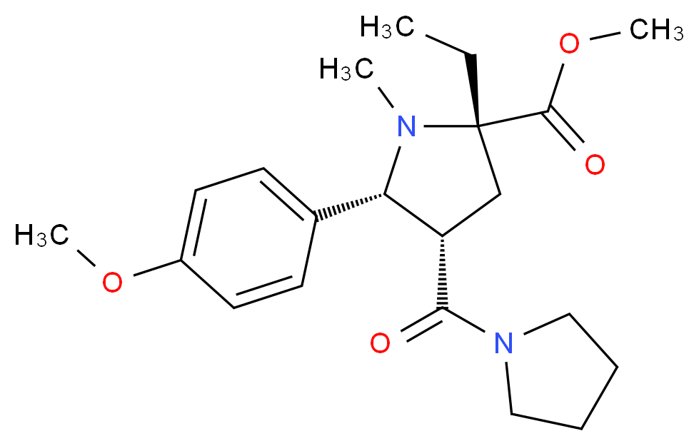 methyl (2S*,4S*,5R*)-2-ethyl-5-(4-methoxyphenyl)-1-methyl-4-(1-pyrrolidinylcarbonyl)-2-pyrrolidinecarboxylate_Molecular_structure_CAS_)