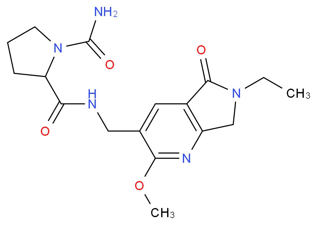 N~2~-[(6-ethyl-2-methoxy-5-oxo-6,7-dihydro-5H-pyrrolo[3,4-b]pyridin-3-yl)methyl]pyrrolidine-1,2-dicarboxamide_Molecular_structure_CAS_)