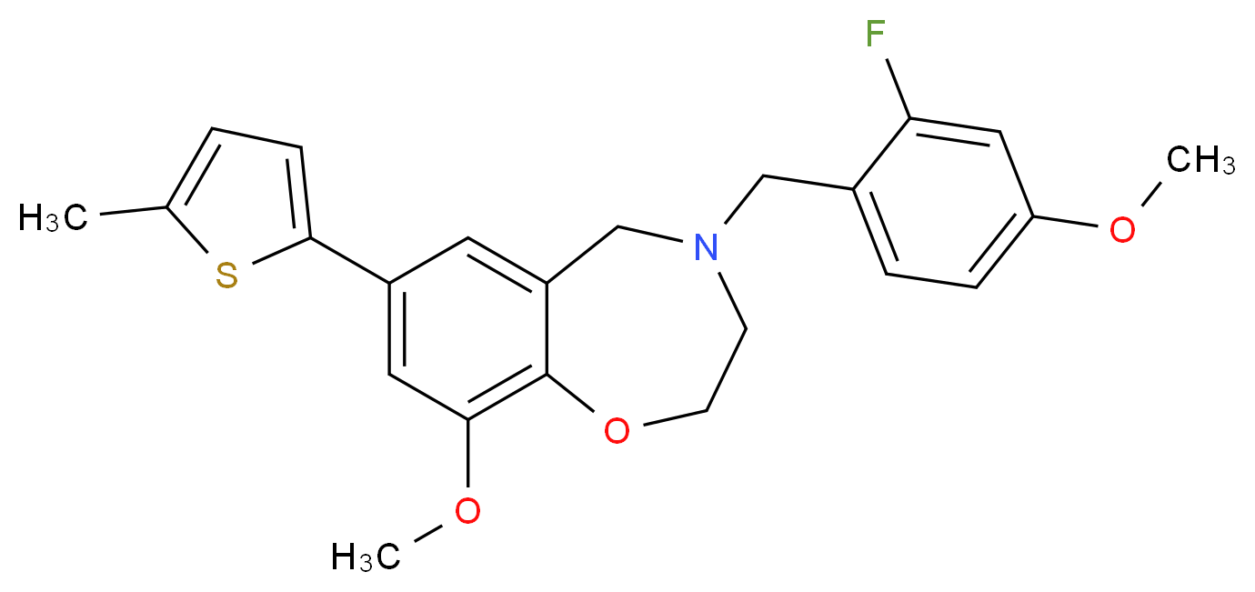 4-(2-fluoro-4-methoxybenzyl)-9-methoxy-7-(5-methyl-2-thienyl)-2,3,4,5-tetrahydro-1,4-benzoxazepine_Molecular_structure_CAS_)
