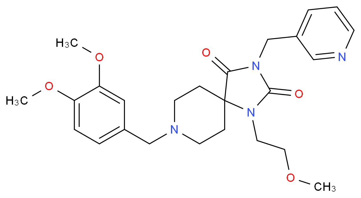 8-(3,4-dimethoxybenzyl)-1-(2-methoxyethyl)-3-(3-pyridinylmethyl)-1,3,8-triazaspiro[4.5]decane-2,4-dione_Molecular_structure_CAS_)