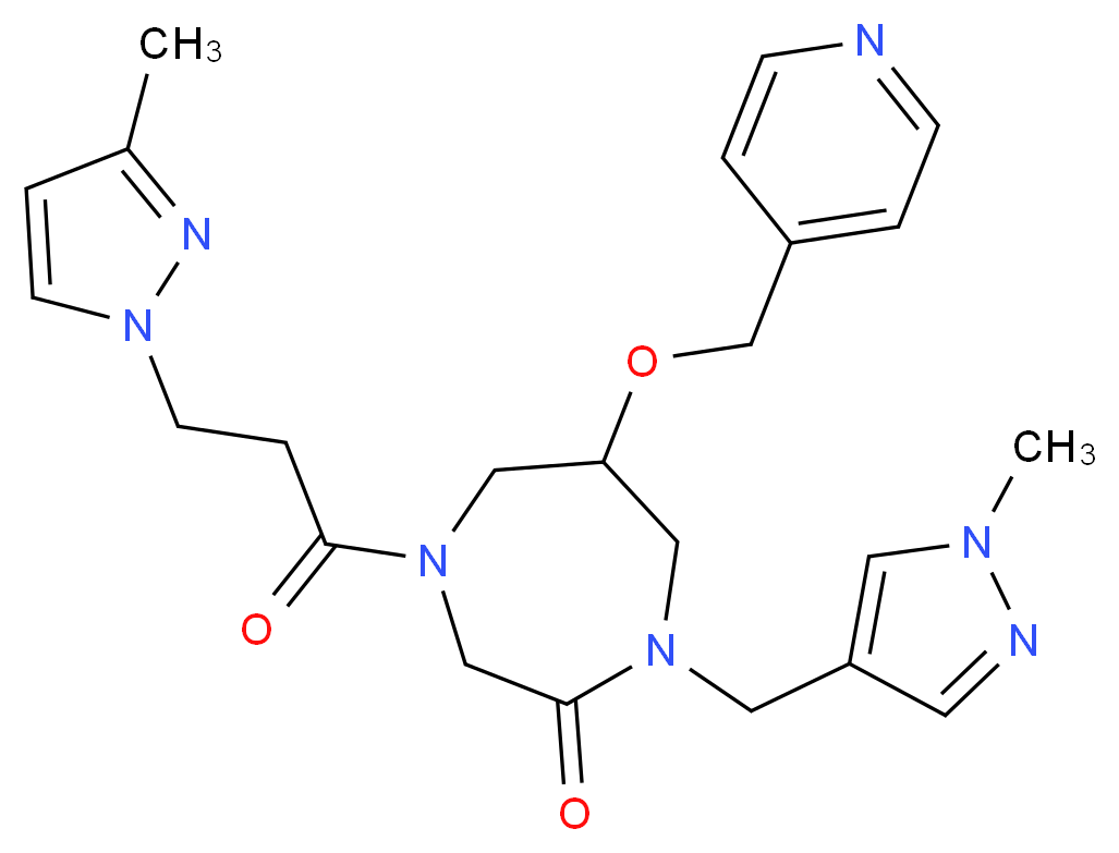 1-[(1-methyl-1H-pyrazol-4-yl)methyl]-4-[3-(3-methyl-1H-pyrazol-1-yl)propanoyl]-6-(4-pyridinylmethoxy)-1,4-diazepan-2-one_Molecular_structure_CAS_)