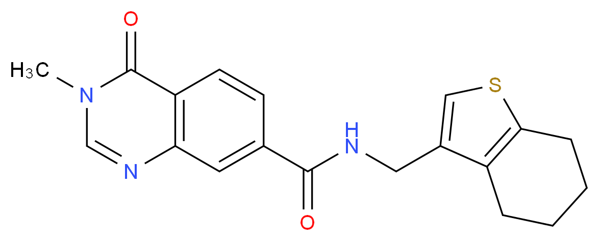 3-methyl-4-oxo-N-(4,5,6,7-tetrahydro-1-benzothien-3-ylmethyl)-3,4-dihydroquinazoline-7-carboxamide_Molecular_structure_CAS_)