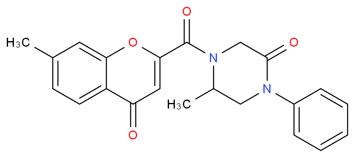 5-methyl-4-[(7-methyl-4-oxo-4H-chromen-2-yl)carbonyl]-1-phenyl-2-piperazinone_Molecular_structure_CAS_)